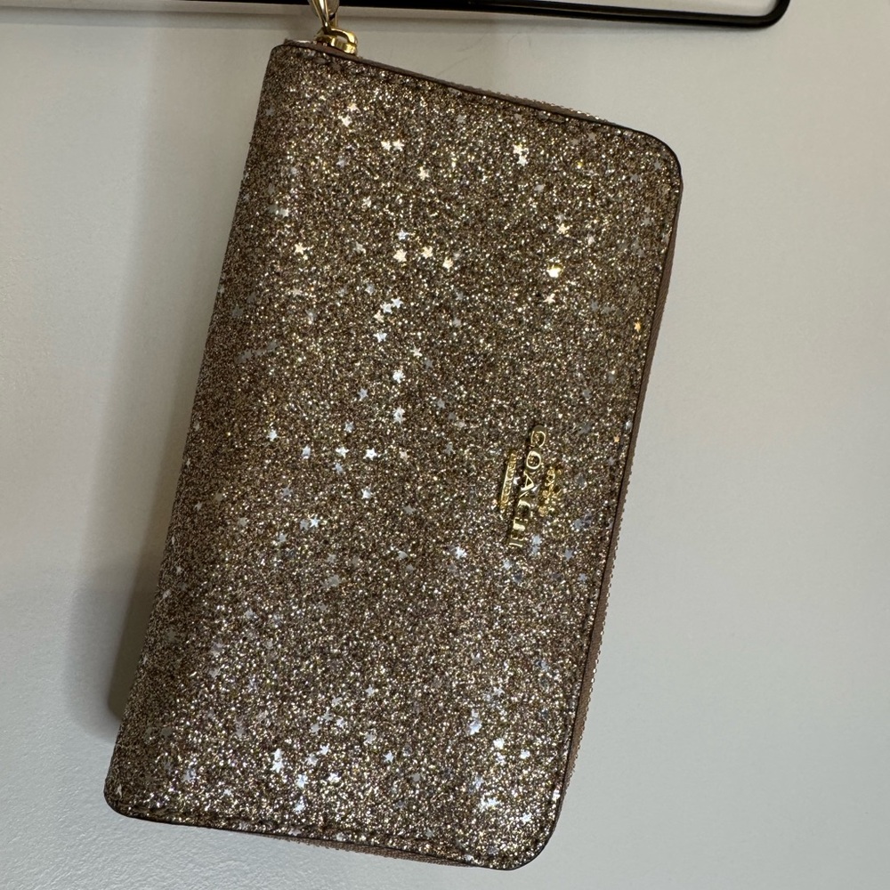 Coach Gold Glitter Wristlet